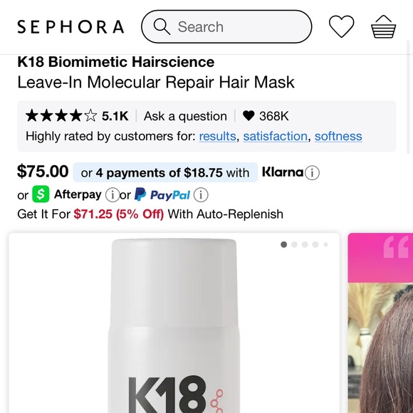 K18 Biomimetic Hairscience Leave-In Molecular Repair Hair Mask - White - Picture 5 of 5